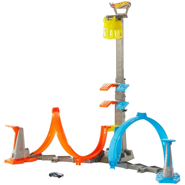 Mattel Hot Wheels Loop & Launch Track Set for Kids 5-10 Years Old with Adjustable 2-Foot-Tall Winner S Cage, Spiral Loop, & Point Panels, Simple Set-Up & Collapsible for Easy Storage