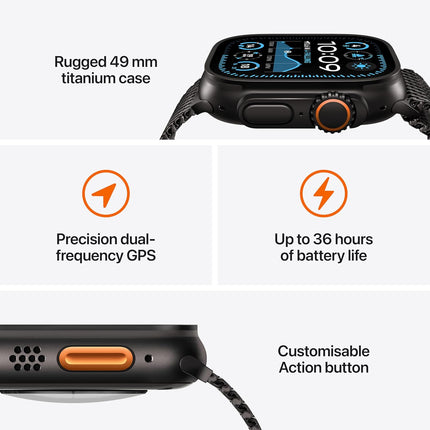 Apple Watch Ultra 2 [GPS + Cellular 49 mm] Smartwatch, Sports Watch with Black Titanium Case with Black Trail Loop - M/L. Fitness Tracker, Precision GPS, Action Button, Carbon Neutral