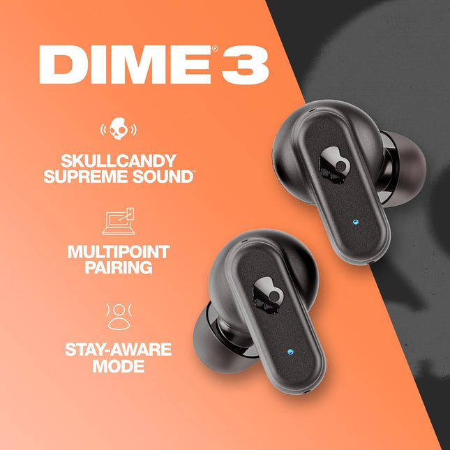 Skullcandy Dime 3 in-Ear Wireless Earbuds, 20 Hr Battery, Microphone, Works with iPhone Android and Bluetooth Devices