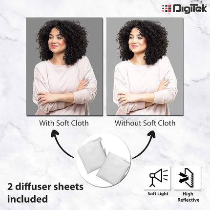 DIGITEK® (DSBH-055) 55cm Octa Soft Box Kit with S2 Type Bracket, 2 White Diffuser, Silver Particle Baffle & Collapsible Nylon Cover, Compatible with All Speedlights (Carry Case Included)