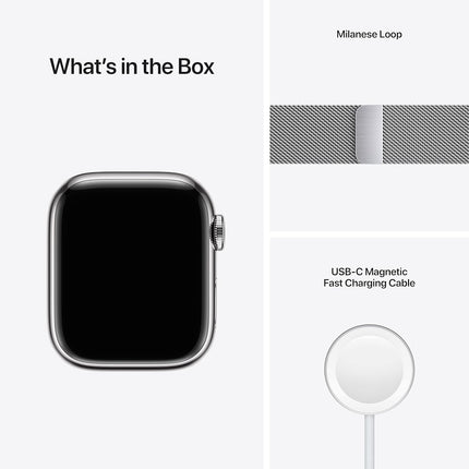 Apple Watch Series 7 (GPS + Cellular, 41mm) - Silver Stainless Steel Case with Silver Milanese Loop