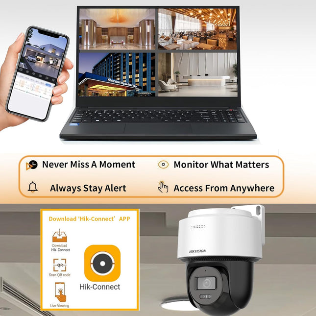 HIKVISION 4MP Smart 4G Hybrid Light Mini Pan/Tilt CCTV Camera |Human & Vehicle Detection | Support 4G LTE(Nano SIM)| 2 Way Audio | Storage upto 512 GB (SD card slot)| Built in Speaker|S-2DE2C400MWG-4G