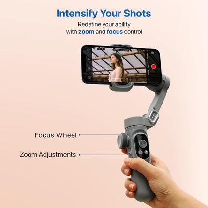 IZI GO-X Mobile Handheld Gimbal Stabiliser, 3-Axis, OLED Display, LED Fill Light, Wireless Charge Pad, Android, iPhone, Live Video, Instagram, YouTube, Shot Guide, Smart AI Track, Portable Gimbal.
