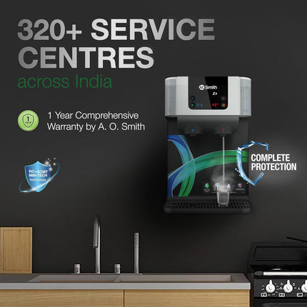 AO Smith Z9 Instant Hot+Ambient Water Purifier for Home with MIN-TECH | 10L Storage | 8-Stage Purification |100% RO + SCMT (Silver Charged Membrane Tech) | 55% Water Savings