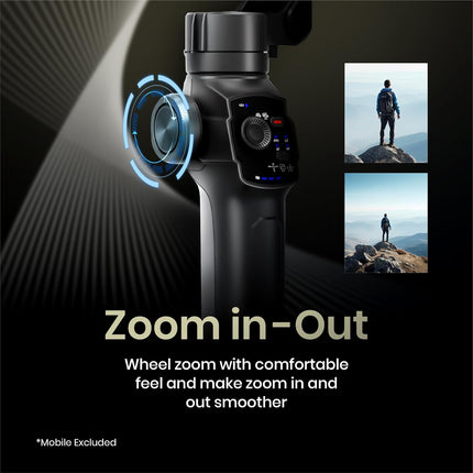 Digitek (DSG-009F) 3 Axis Foldable Smartphone Gimbal with Built-in 3 Telescopic Extendable & Adjustable Rod, Compatible with All Smartphones, Low Angle Shoot & Position, Wheel Zoom in & Out (Black)
