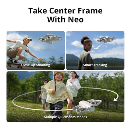 DJI Neo, Mini Drone with 4K UHD Camera for Adults, 135g Self Flying Drone that Follows You, Palm Takeoff, AI Subject Tracking, QuickShots, Stabilized Video, Built-In Propeller Guard (Controller-Free)
