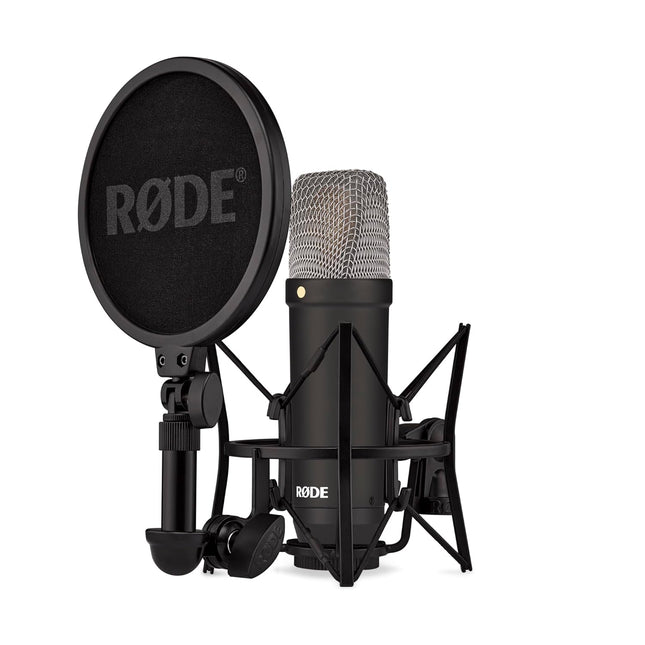 Rode Nt1 Signature Series Large-Diaphragm Condenser Microphone with Shock Mount, Pop Filter and XLR Cable for Music Production, Vocal Recording, Streaming and Podcasting
