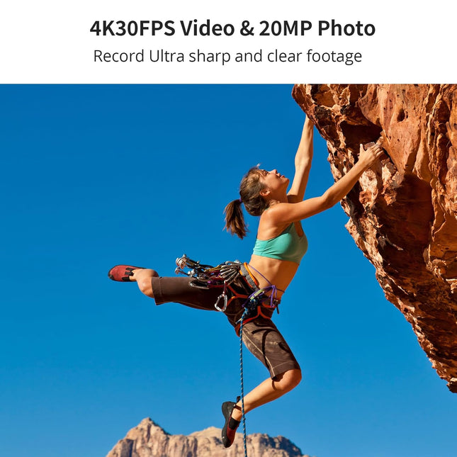 AKASO Brave 7 LE 4K30FPS 20MP WiFi Action Camera with Touch Screen Vlog Camera EIS 2.0 Remote Control 131 Feet Underwater Camera with 2X 1350mAh Batteries