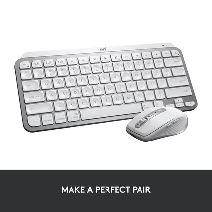 Logitech MX Keys Mini for Mac Minimalist Wireless Illuminated Keyboard with Free Adobe Subscription, Compact, Bluetooth, Backlit Keys, USB-C, Tactile Typing, Metal Build-Pale Grey