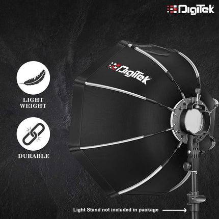 DIGITEK® (DSBH-055) 55cm Octa Soft Box Kit with S2 Type Bracket, 2 White Diffuser, Silver Particle Baffle & Collapsible Nylon Cover, Compatible with All Speedlights (Carry Case Included)