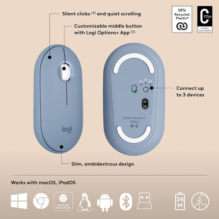 Logitech Pebble 2 Combo - Wireless Keyboard and Mouse