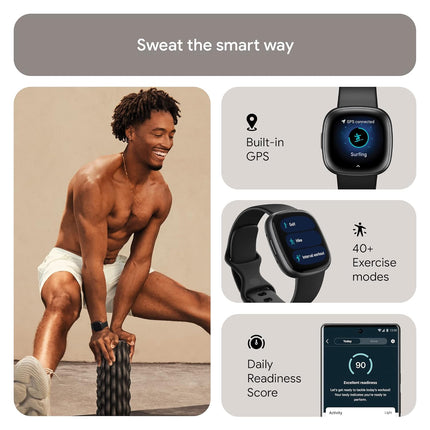 Fitbit Versa 4 Fitness Smartwatch with Daily Readiness, GPS, 24/7 Heart Rate, 40+ Exercise Modes, Sleep Tracking and more, One Size (S & L Bands Included)