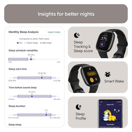 Fitbit Versa 4 Fitness Smartwatch with Daily Readiness, GPS, 24/7 Heart Rate, 40+ Exercise Modes, Sleep Tracking and more, One Size (S & L Bands Included)