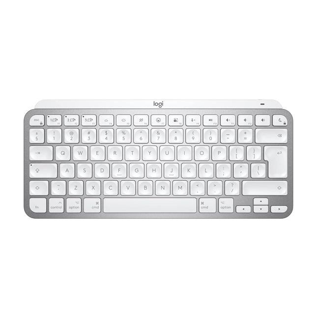 Logitech MX Keys Mini for Mac Minimalist Wireless Illuminated Keyboard with Free Adobe Subscription, Compact, Bluetooth, Backlit Keys, USB-C, Tactile Typing, Metal Build-Pale Grey