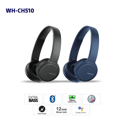 Sony WH-CH510 Bluetooth Wireless On Ear Headphones with Mic
