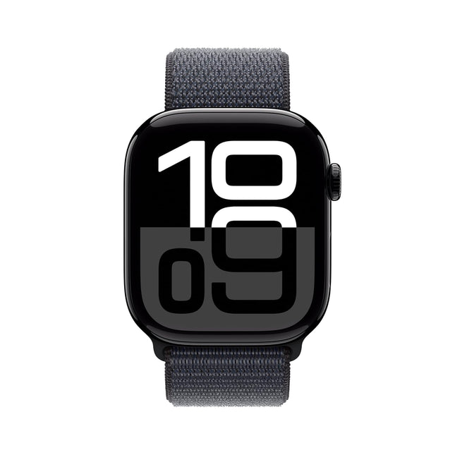 Apple Watch Series 10 [46 mm] Smartwatch with Jet Black Aluminium Case with Ink Sport Loop. Fitness Tracker, ECG App, Always-On Retina Display, Carbon Neutral