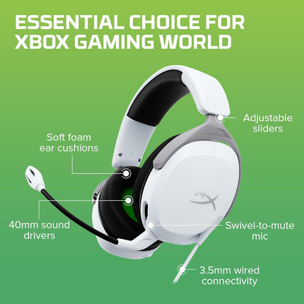 HyperX Cloudx Stinger 2 Core Gaming Headset for Xbox-White (6H9B7Aa),On Ear,Wired Headphones
