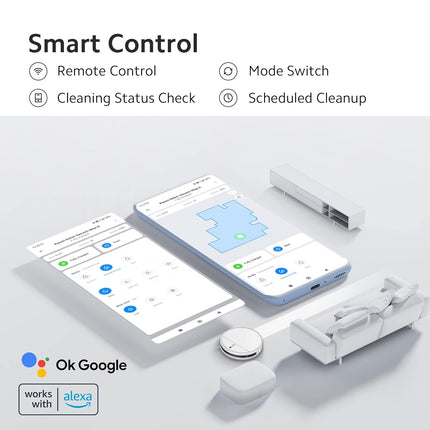 Xiaomi Robot Vacuum-Mop 2i, 2200 Pa Powerful Suction, 450 mL Large-Capacity Dustbin, Electronically-Controlled 270 mL Water Tank, Controls remotely via app, Alexa/GA Enabled, White