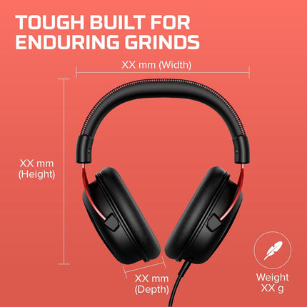 HyperX Cloud Ii – Gaming Over Ear Headset for Pc, Ps5/Ps4. Includes 7.1 Virtual Surround Sound and USB Audio Control Box - Red (4P5M0Aa)