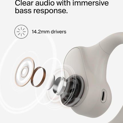 Belkin SoundForm ClearFit Open-Ear Wireless Earbuds, Lightweight Sport Earphones, Bluetooth Compatible w/Long-Lasting Comfort, IPX5 Waterproof for iPhone, Hiking, Biking, Running, & More - Sand