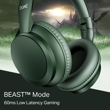 boAt Rockerz 371, 40mm Drivers, 50hrs Battery, 60ms Low Latency, ENx Tech, BT v5.4, Foldable Cups, Voice Assistant, Bluetooth Headphones, Wireless Headphone with Mic (Sage Green)