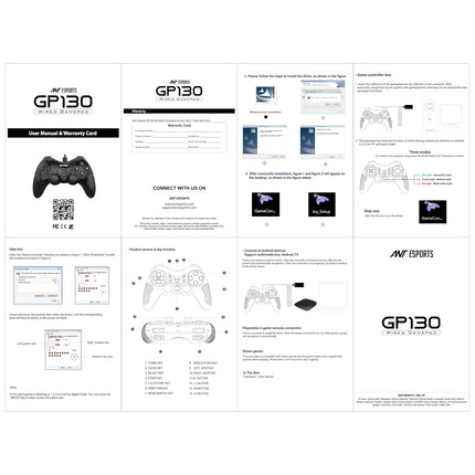Ant Esports GP130 Wired Gamepad for PC, PS3, Android TV, Laptop – Dual Vibration USB Controller with Turbo Mode, 14 Buttons, Plug & Play, Ergonomic Design, Compatible with Windows & Steam_ Black
