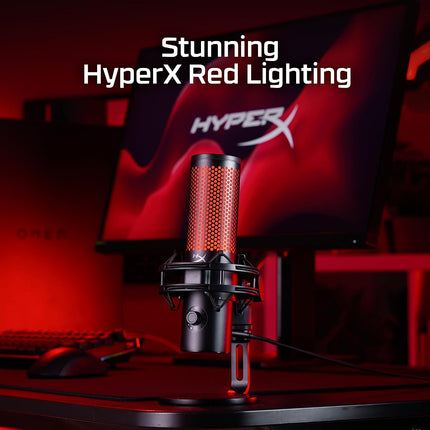 HyperX QuadCast 2-USB Microphone for Gaming,Streaming and Podcasting,On-Board Controls, LED Lighting, Quick Release Shock Mount and Built-in Arm/Stand Mount,PC,Mac,PS5,PS4,USB-C-Black