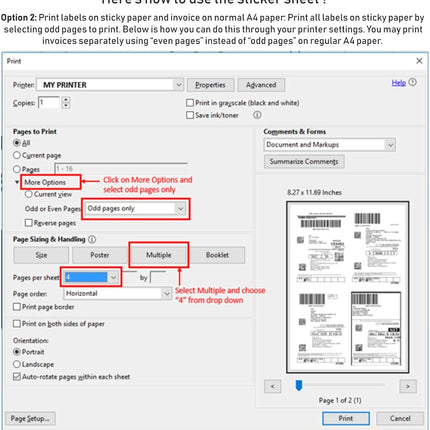 Securement Easyship Sticky Labels Matt (A4 Size Sheet with 4 Pre-Cut Labels Per Sheet) - to Print Easyship Order - Suitable for Any Printers (1000 Sheets)