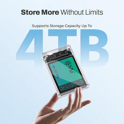 EVM 2.5" SATA SSD Casing USB 3.0 - Portable External Hard Drive/SSD Transparent Case Cover - Fast Transfer Speeds Upto 5Gbps, On-The-Go Storage & Data Backup (ESC-TP01)