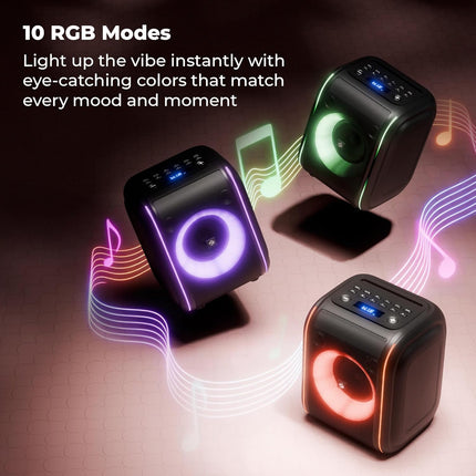Zebronics 2026 Launch Bluetooth Speaker, 60W Output, 8h Playback, 8-inch Driver, RGB Lights, BT v5.4, USB, mSD, AUX, Type-C Charging, Karaoke, Wireless Mic, TWS, Mobile Holder (Sound Feast 880)