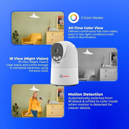 Trueview 3MP Smart Wi-Fi Robot Home Security Camera (Pack of 2) – 360° Pan-Tilt, All-Time Color Night Vision, Smart AI Motion Tracking, 2-Way Audio, BIS-ER (STQC Certified) T18296S