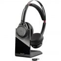 Poly by Plantronics - Voyager Focus UC with Charge Stand Bluetooth Dual-Ear (Stereo) On Ear Headset with Boom Mic - USB-A PC/Mac Compatible - Active Noise Canceling- Black