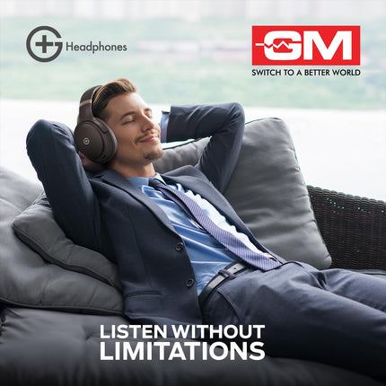 GM G+ Headphones, 70H Playtime Over The Ear Headphones with Mic, BT 5.3, Pure Bass, 45ms Low Latency, Dual Pairing, 4 Play Modes (FM, Radio, SD Card & Aux), 1 Year Warranty