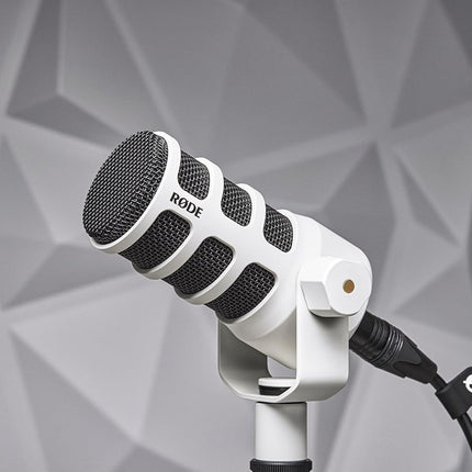 RØDE PodMic Broadcast-quality Dynamic Microphone with Integrated Swing Mount for Podcasting, Streaming, Gaming, and Voice Recording (White)