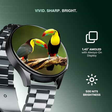 Prowatch X, 1.43" AMOLED, Body Energy, HRV, VO2 Max, Gorilla Glass 3, In-built GPS & ABC Smartwatch