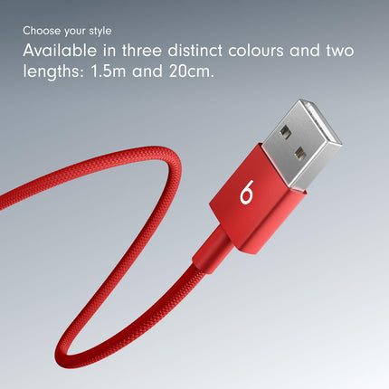 Beats USB-A to USB-C Woven Cable, Fast Charging, Durable and Tangle-Free Design, Compatible Charger for Apple & Android USB-C Devices (1.5 m) - Rapid Red