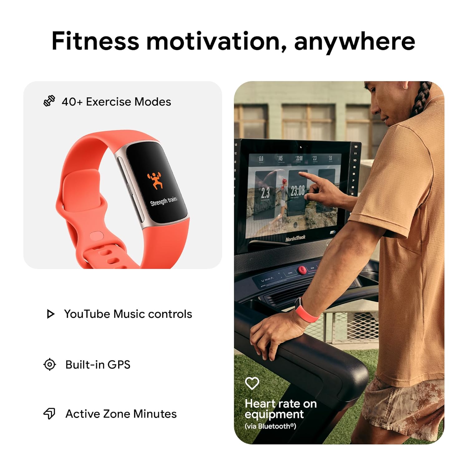 Fitbit Charge Fitness Tracker with Google apps, Heart Rate on