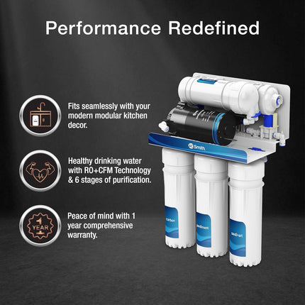 AO Smith X5 Under The Counter/Sink Water Purifier for home with copper | 6-stage Purification | Compact Purifier with high-speed purification