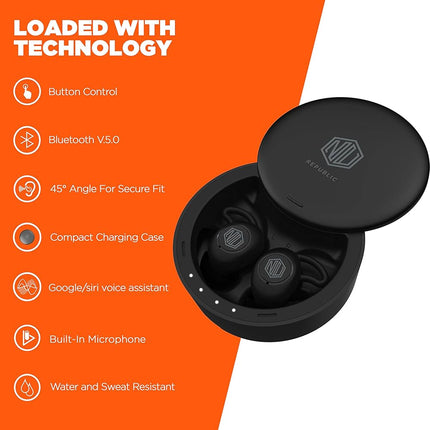 Nu Republic Jaxxbuds Truly Wireless Bluetooth In Ear Earbuds with Mic (Black)