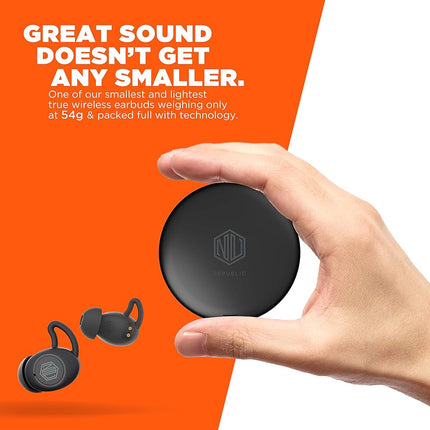 Nu Republic Jaxxbuds Truly Wireless Bluetooth In Ear Earbuds with Mic (Black)