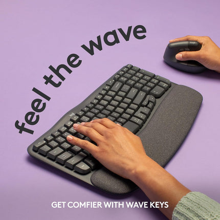 Logitech Wave Keys Wireless Ergonomic Keyboard with Cushioned Palm Rest, Comfortable Natural Typing, Easy-Switch, Bluetooth, Logi Bolt Receiver, for Multi-OS, Windows/Mac - Off White (BRAND NEW/SEALED)