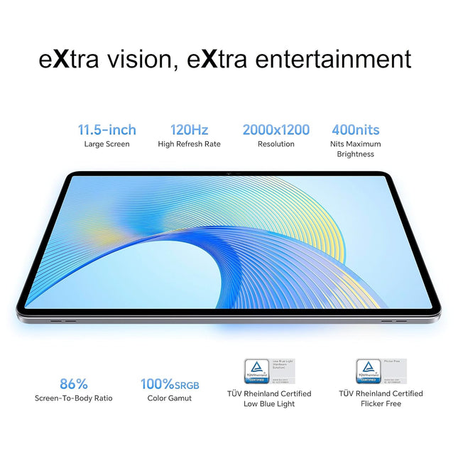 HONOR Pad X9 with Free Flip-Cover 11.5-inch (29.21 cm) 120Hz 2K Display, Snapdragon 685, 8GB (8GB+5GB RAM Turbo) 128GB ROM, 6 Speakers, Up-to 13 Hours Battery, Android, WiFi, Metal Body, Gray