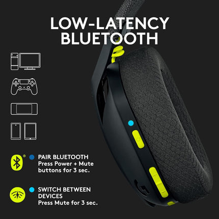 Logitech G435 Light Speed and Lightweight Gaming Bluetooth Wireless Over Ear Headphones with Mic, 18H Battery, Compatible for Dolby Atmos, Pc, Ps4, Ps5, Mobile