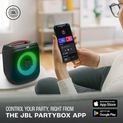JBL Partybox Encore Essential 2 Wireless Bluetooth Party Speaker, AI Sound Boost, Dynamic Light Show, Upto 15Hrs Playtime, Multi-Speaker Connection by Auracast, Guitar & Mic Inputs, PartyBox App-Black - Unboxify