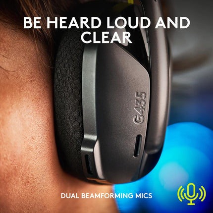 Logitech G435 Light Speed and Lightweight Gaming Bluetooth Wireless Over Ear Headphones with Mic, 18H Battery, Compatible for Dolby Atmos, Pc, Ps4, Ps5, Mobile