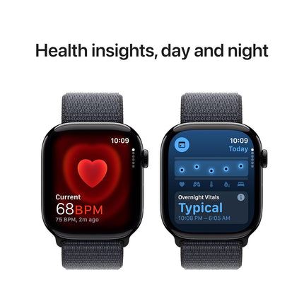 Apple Watch Series 10 [46 mm] Smartwatch with Jet Black Aluminium Case with Ink Sport Loop. Fitness Tracker, ECG App, Always-On Retina Display, Carbon Neutral