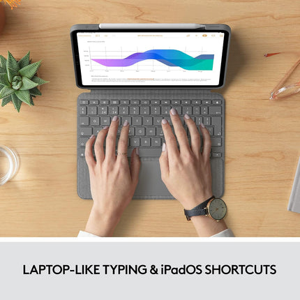Logitech Combo Touch iPad Pro 11-inch (1st, 2nd, 3rd, 4th gen - 2018, 2020, 2021, 2022) Keyboard Case - Detachable Backlit Keyboard, Click-Anywhere Trackpad - QWERTY Smart Connector, Grey, Medium