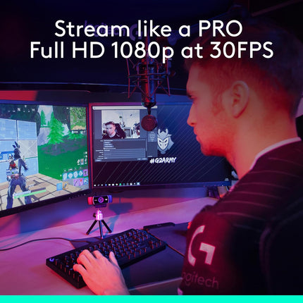 Logitech C922 Pro Stream Webcam, HD 1080p/30fps or HD 720p/60fps, Digital, Hyperfast Streaming, Stereo Audio, HD Light Correction, Autofocus, for YouTube, Twitch, XSplit - Black