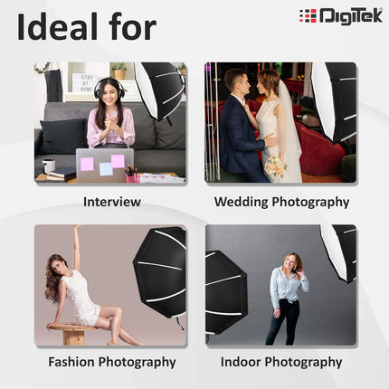 DIGITEK® (DSBH-055) 55cm Octa Soft Box Kit with S2 Type Bracket, 2 White Diffuser, Silver Particle Baffle & Collapsible Nylon Cover, Compatible with All Speedlights (Carry Case Included)