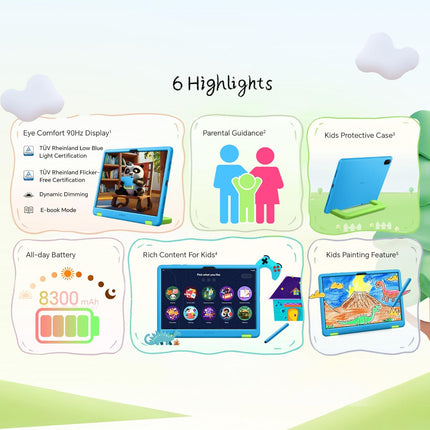 HONOR Pad X8a Kids Edition [Smartchoice] Wi-fi Tablet, 4GB RAM 128 GB ROM, 27.94cm(11") FHD Eye Comfort Display, 90Hz Refresh Rate, Parental Control, Kids Protective Case, Android 14, 4 Speakers, Grey